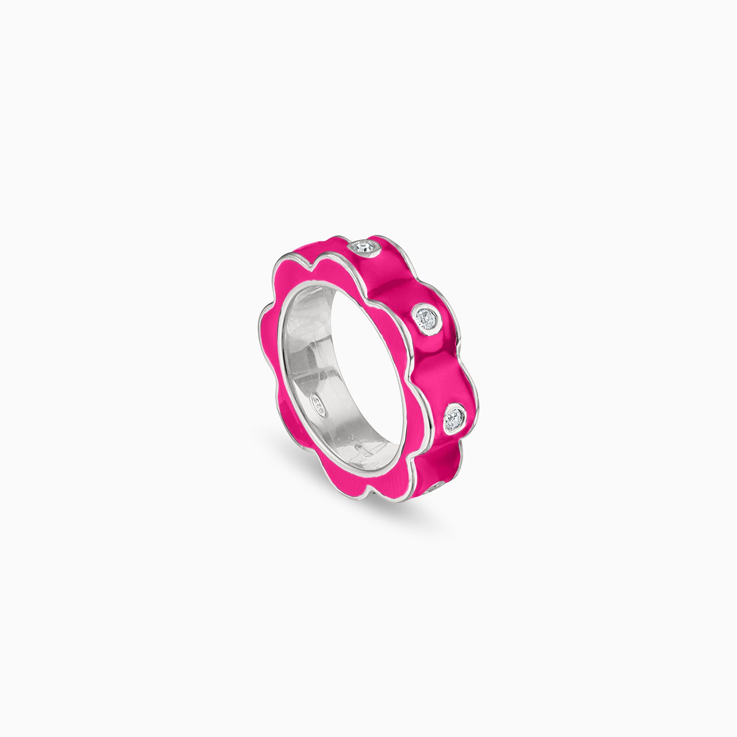 Etiq Garden Ring | Fuscia enamel and 925 sterling silver with crystals