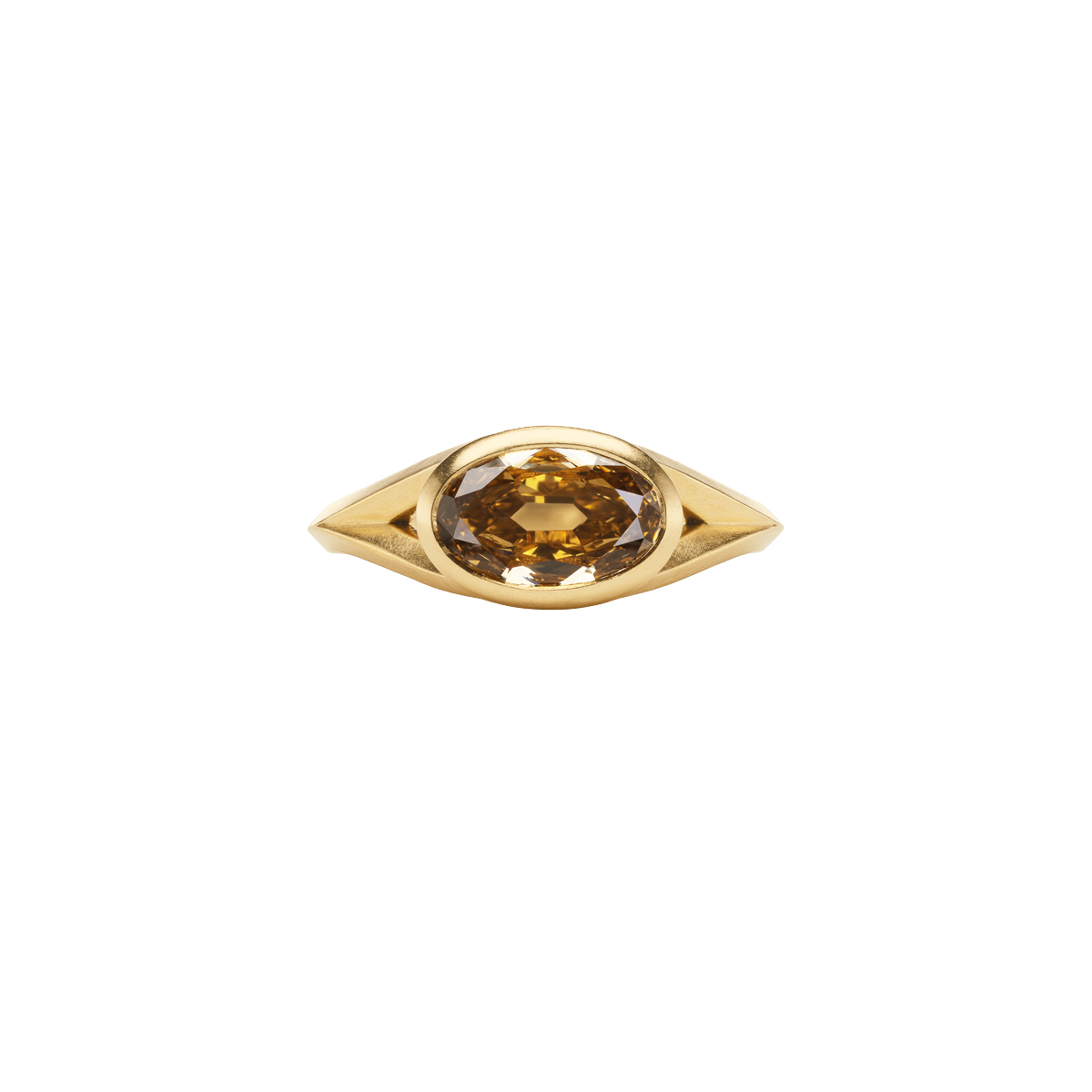Knife Edge Ring - 1.51 ct. Brown Oval Old Cut Diamond