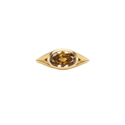 Knife Edge Ring - 1.51 ct. Brown Oval Old Cut Diamond