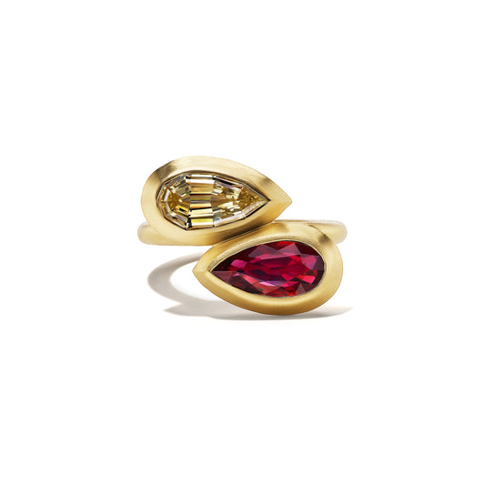 Diamond & Ruby Pear Club Ring