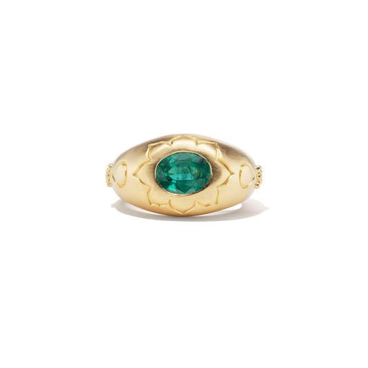 Emerald Lotus Bombé Ring