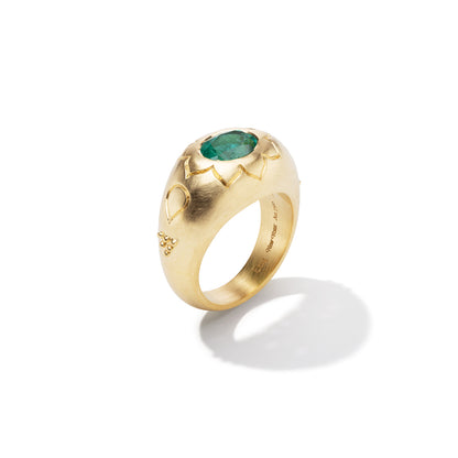 Emerald Lotus Bombé Ring